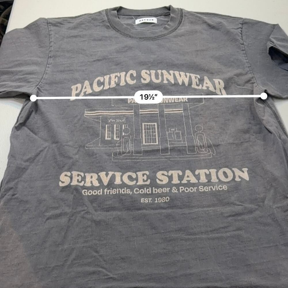 PacSun Pacific Sunwear Service Station Graphic Tee Mens Medium Gray - Picture 4 of 5